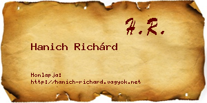 Hanich Richárd névjegykártya